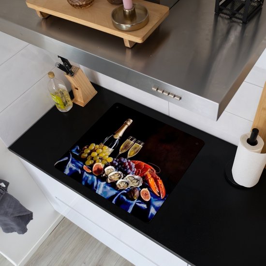 KitchenYeah® Protection plaque induction 57.6x51.6 cm - Champagne - Luxe - Huîtres - Protege plaque de cuisson - Couvre plaque induction - Protecteur d'induction - Cuisine