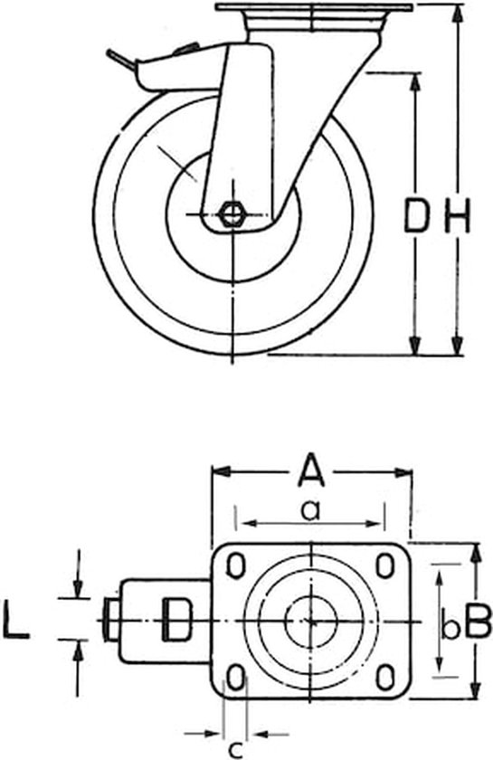 Wurth - Roulette de transport avec frein de blocage - Roulette de transport de meubles avec support pivotant et frein de blocage x 1 pc - 180 kg