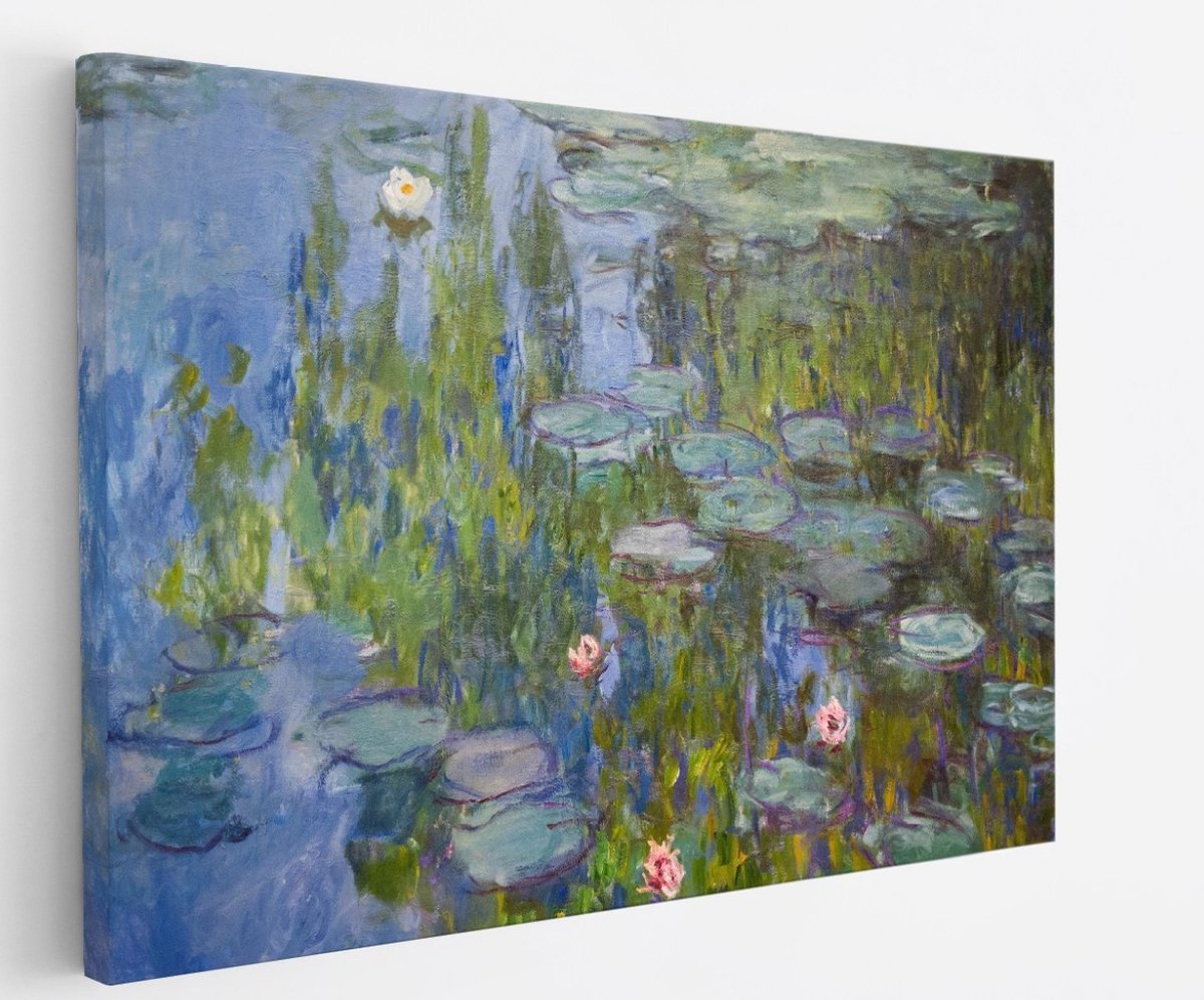 Saammp Canvas Schilderij - Waterlelies - Claude Monet - Kunst - Oude Meesters - 60x40 - Foto op canvas - Wanddecoratie - Muurdecoratie Woonkamer - Slaapkamer decoratie - Canvas Print Multicolor
