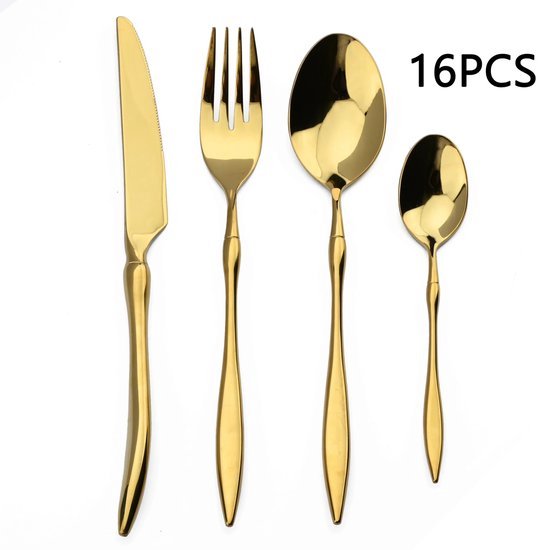 Luxe Bestekset 16-Delig met Gouden Coating