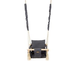 Viking Choice Baby Swing - Stijlvolle Babyschommel in Grijs - Max. 20 kg - 100% Katoen en Hout