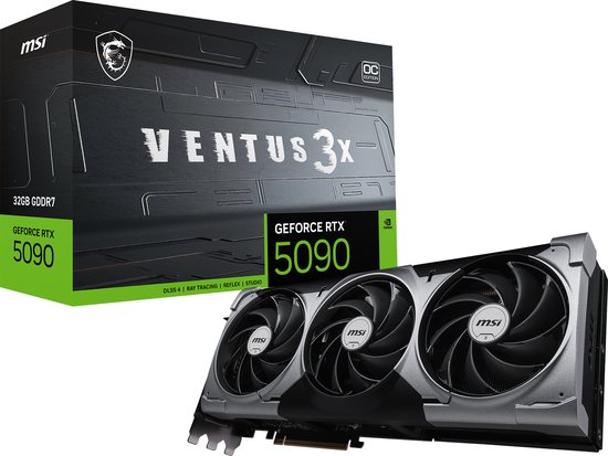 MSI NVIDIA GeForce RTX 5090 32G VENTUS 3X OC - Videokaart - 32GB - GDDR7 - PCIe 5.0 - 1x HDMI 2.1b - 3x DisplayPort 2.1a