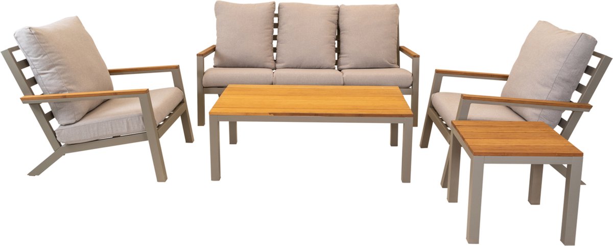 Tuin loungeset in beige met moderne uitstraling - Lesliliving.