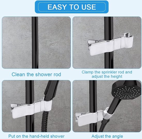 Universele Douchehouder URAQT Douchekophouder - Verstelbare Beugel Voor Douchekop, Voor 18-25mm Schuifstang, Geen Boren Nodig - 360° Draaibaar En Afneembaar Douche Accessoire Zonder Boren