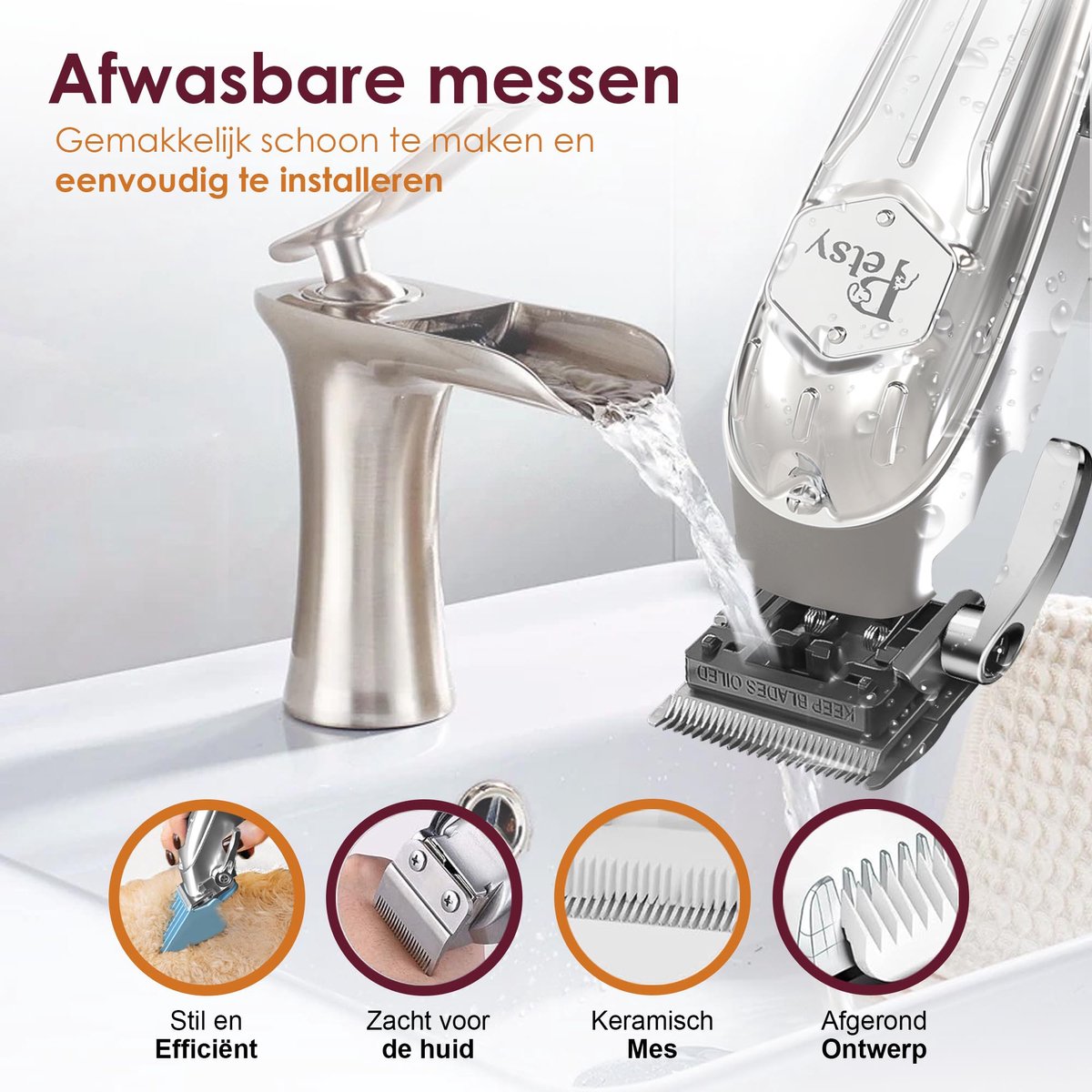 Petsy Professionele Hondentondeuse - 2-in-1 Dieren tondeuse voor Dikke Vacht - Stil - Scheerapparaat voor Honden en Katten - Honden Trimmer - Inclusief Oplaadstation thumbnail 6