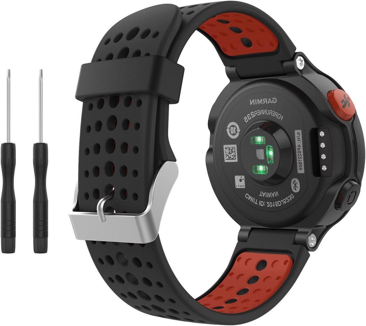 Vervangend zacht siliconen horlogebandje voor Garmin Forerunner 235 - zwart en oranje .