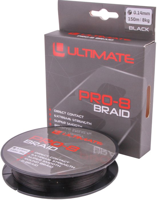 Ligne de pêche tressée Ultimate Pro-8 Braid - 0.28mm - Force de traction 17kg - 150m - Zwart
