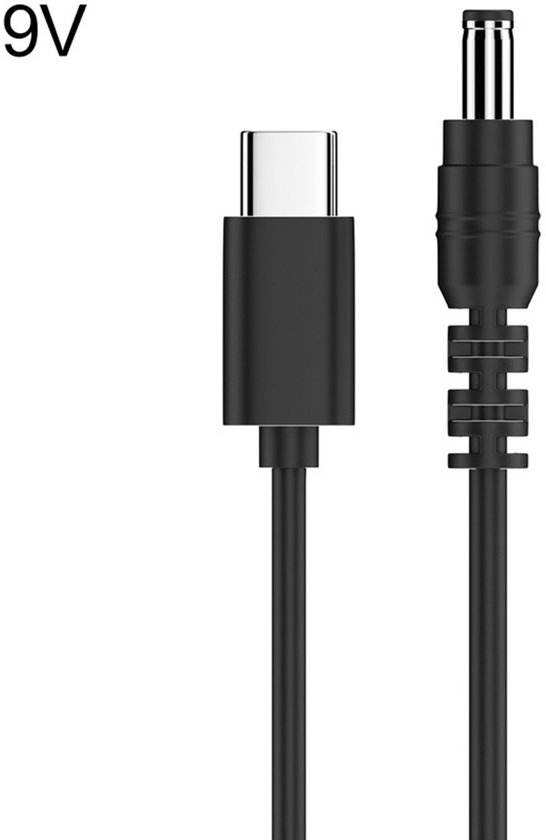 USB-C naar DC - 5.5 x 2,1 mm - 9V voedingskabel power adapter kabel oplader - Universeel - 150 CM - zwart