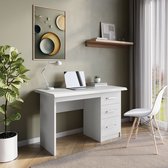 Bureau Rinke Wit - MDF - 121x60cm - Met opbergruimte - Hoogte 75 cm - Met lades
