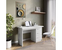 Bureau Rinke Wit - MDF - 121x60cm - Met opbergruimte - Hoogte 75 cm - Met lades