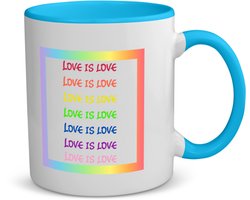 Akyol - lgbtq cadeau - koffiemok - theemok - blauw - Lgbt - queer - met opdruk - lgbt - love is love - pride month - lgbtq vlag - gay pride - met tekst - opdruk - leuke pride spullen - verjaardag - cadeau - gift - 350 ML inhoud
