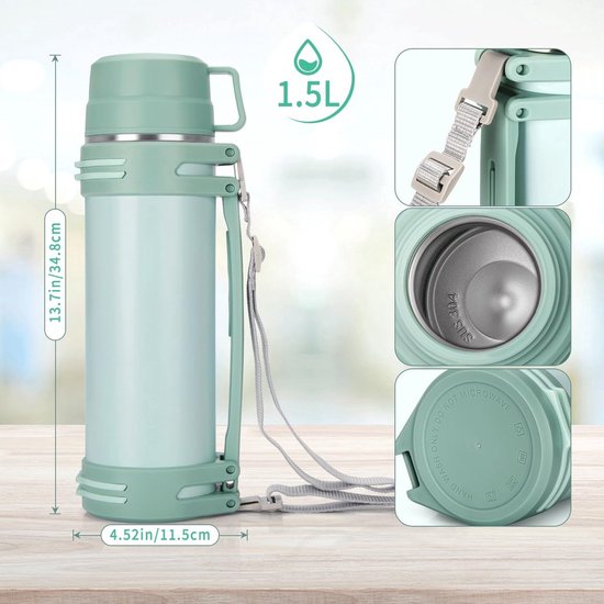 Thermosfles 'Classic' - 1,9L Wandelen Fietsen - Dubbelwandige Vacuüm Isoleerfles