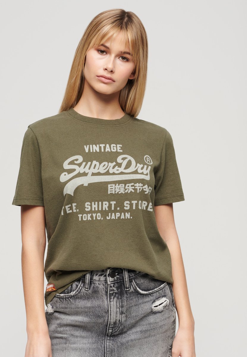 Superdry Vintage logo Heritage relaxed T-shirt Dames T-shirts Khaki