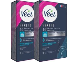 Veet Expert Koude Waxstrips Bikini Sensitive 16 stuks per verpakking - Voordeelverpakking - 2 stuks