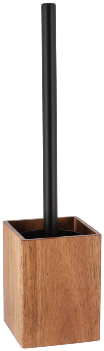 Tendance Badkamer toiletborstel met houder - donker bruin - acacia - 10 x 35 cm