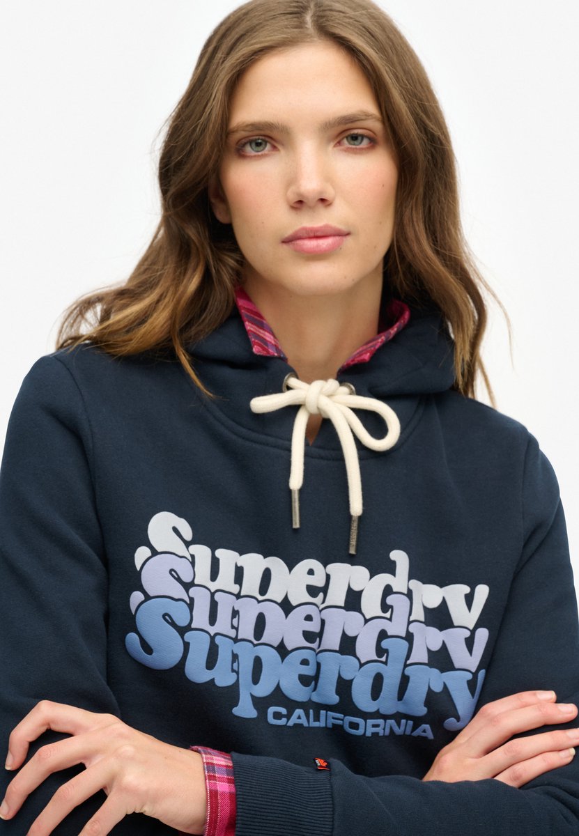 Superdry Stacked hoodie Dames Hoodies Marineblauw