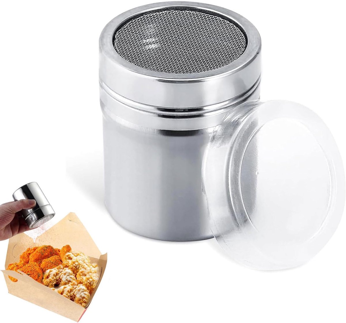 My Ninki ® Roestvrijstalen Poederstrooier voor Koffie, Bakken en Specerijen met Deksel
