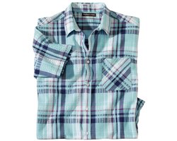 ATLAS FOR MEN - Geruit overhemd van gewafeld katoen Cycladen - Heren - Verkrijgbaar in grote maten - 4XL