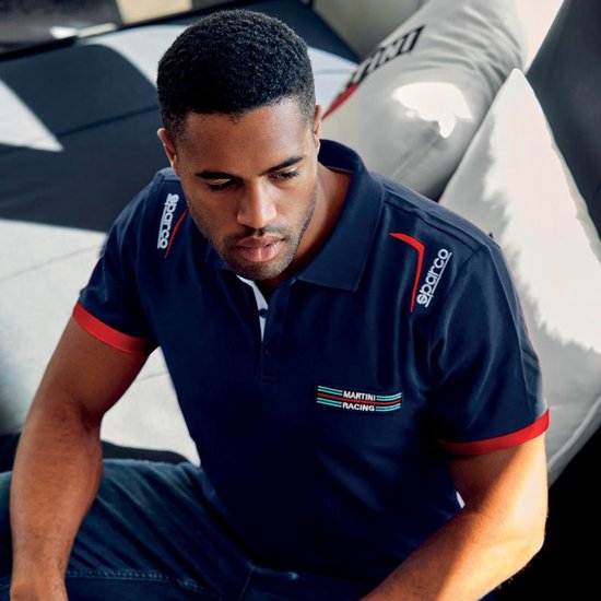 Sparco Martini Racing Polo - Polo élégant pour les passionnés de sport automobile - Taille XL - Zwart