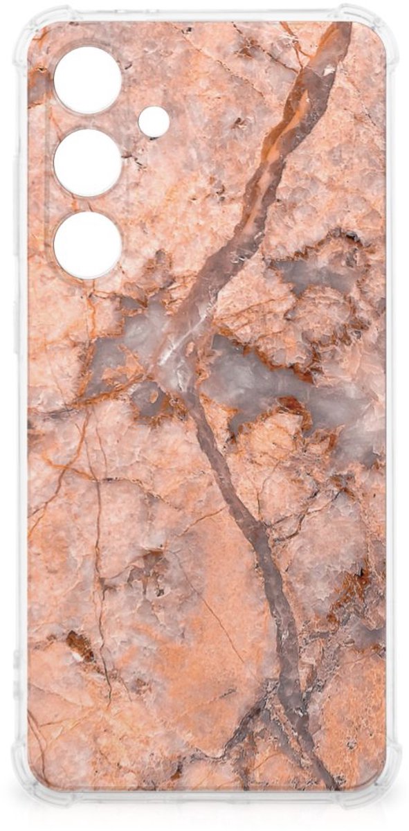 Samsung Galaxy S24 FE Anti-Shock Hoesje Marmer Oranje