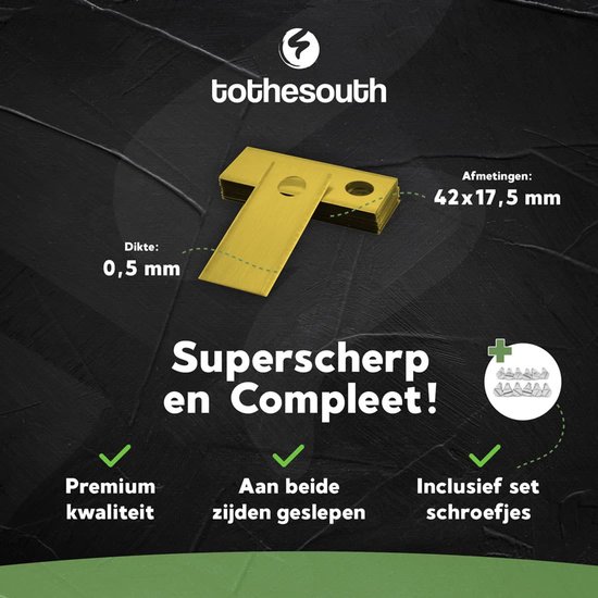To the South® Lames de tondeuse robot universelles adaptées aux Faucheuses robotiques Belrobotics - Titane - 30 pièces