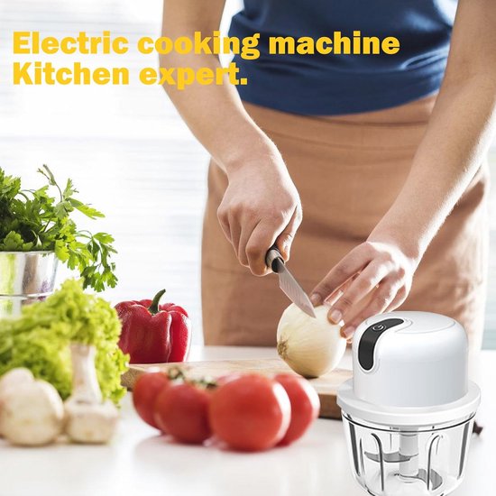 Mini Elektrische Hakmolen - 350 ml Keukenhakmolen voor Groenten, Vlees, en Fruit - Oplaadbaar en Multifunctioneel van MINI — afbeelding 3