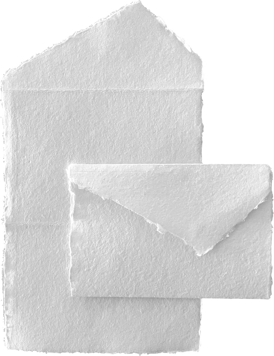 Handgemaakte Witte Deckle Edge Kaartenveloppen - 11X16Cm - Set Van 25 - Voor Aankondigingen, Huwelijksuitnodigingen, Wenskaarten