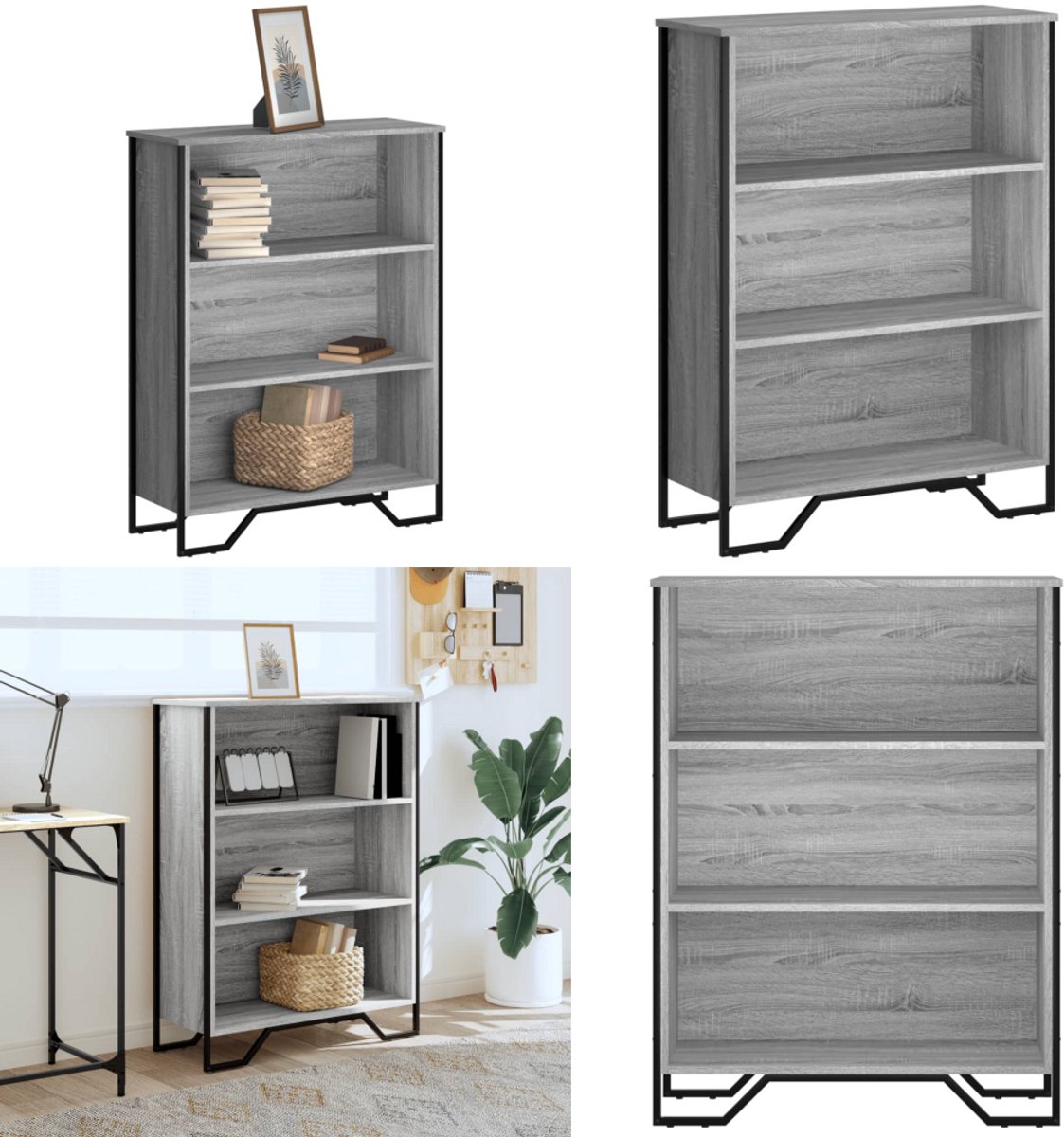 VidaXL Boekenkast 80x31x106 cm bewerkt hout grijs sonoma eikenkleurig Boekenkast Boekenkasten Boeken Plank Schappenkast