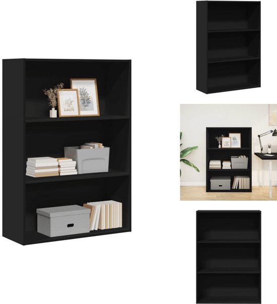 VidaXL Boekenkast Zwart Eiken 80 x 24 x 159 cm Bewerkt hout