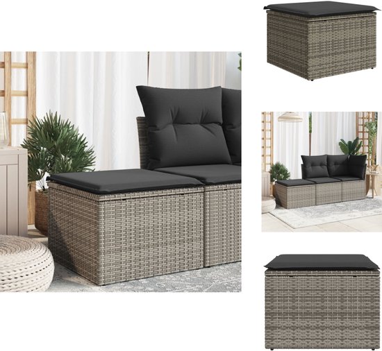 Tabouret de jardin avec kussen vidaXL 55 x 55 x 37 cm en résine tressée grise