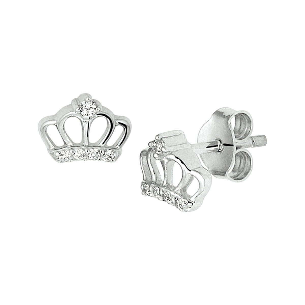 Zilver Gerhodineerd Oorknoppen Kroon Zirkonia 1337274