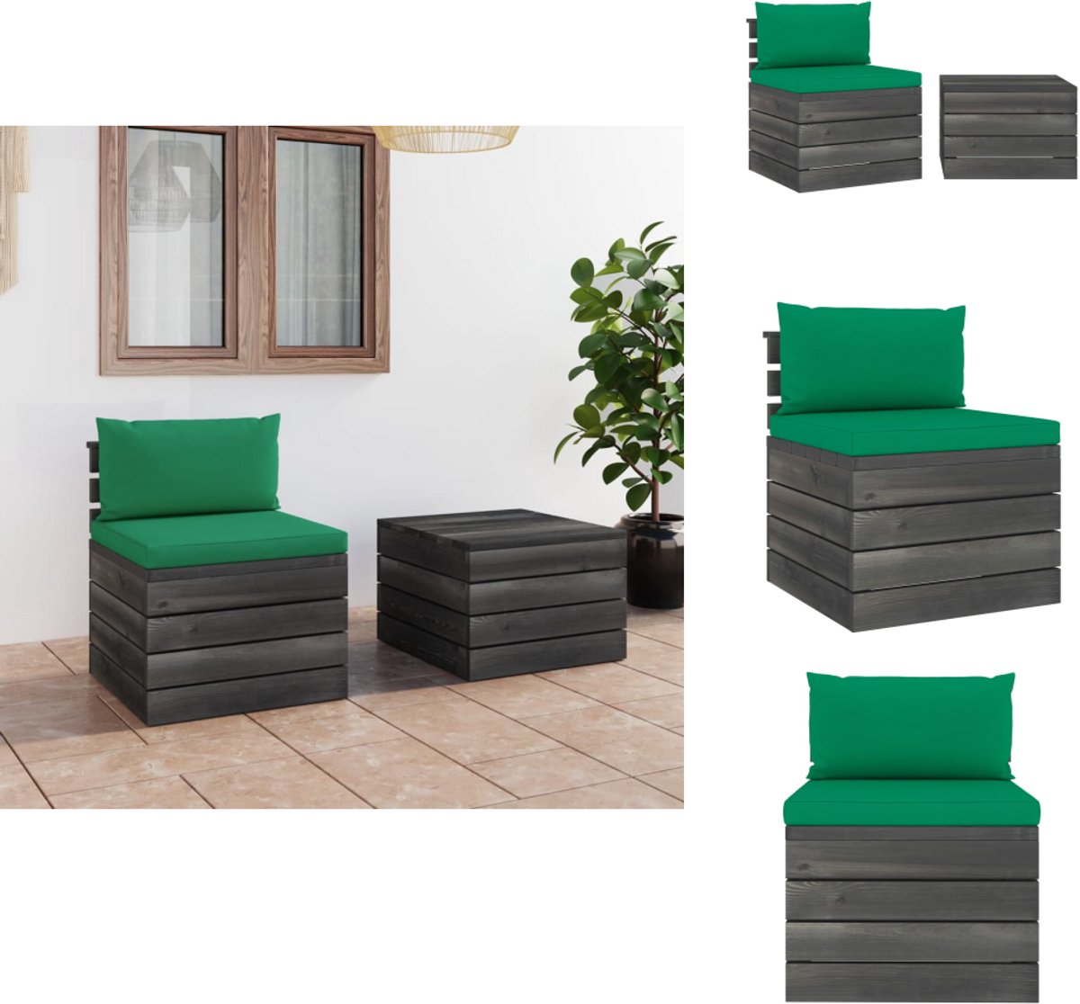 1200x1116.jpg vidaXL Loungeset - Loungesets - Tuinset - Tuinsets - 2-delige Loungeset met kussens pallet massief grenenhout - Afbeelding 1