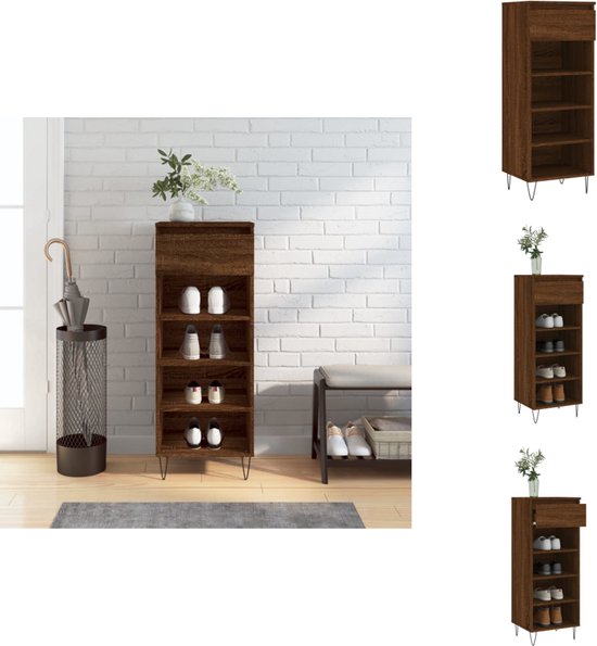 VidaXL Schoenenkast 60x34x96,5 cm bewerkt hout grijs sonoma eikenkleur