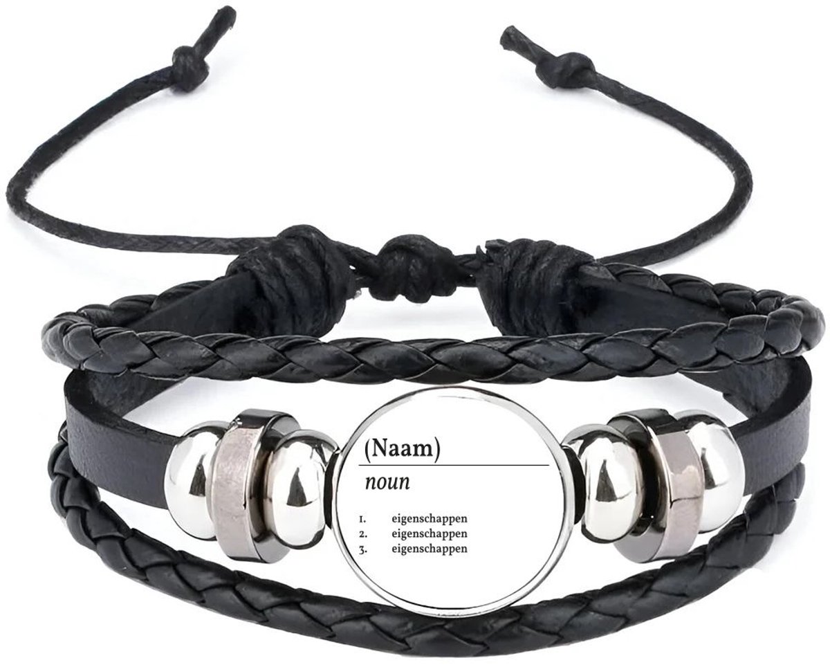 Akyol - gepersonaliseerde naamdefinitie armband zwart - Collega - collega - collega cadeau - collega - welkom cadeau - afscheid - leuk kado voor je collega om te geven