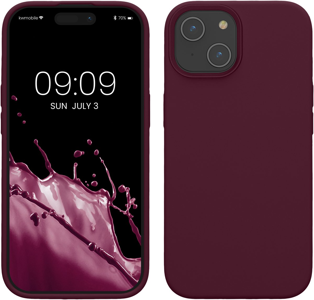 kwmobile Case voor iPhone 15 - Slank TPU-Hoesje met Zachte Afwerking - In bordeaux-violet