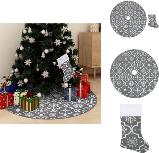 vidaXL Kerstboomjurk - Kerstboomjurken - Kerstboomrok - Kerstboomrokken - Kerstboomrok luxe met sok 122 cm stof grijs