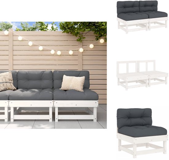 vidaXL 3-zitsbank Tuinmeubelset - Massief grenenhout - Grijs - 63.5x63.5x62.5 cm