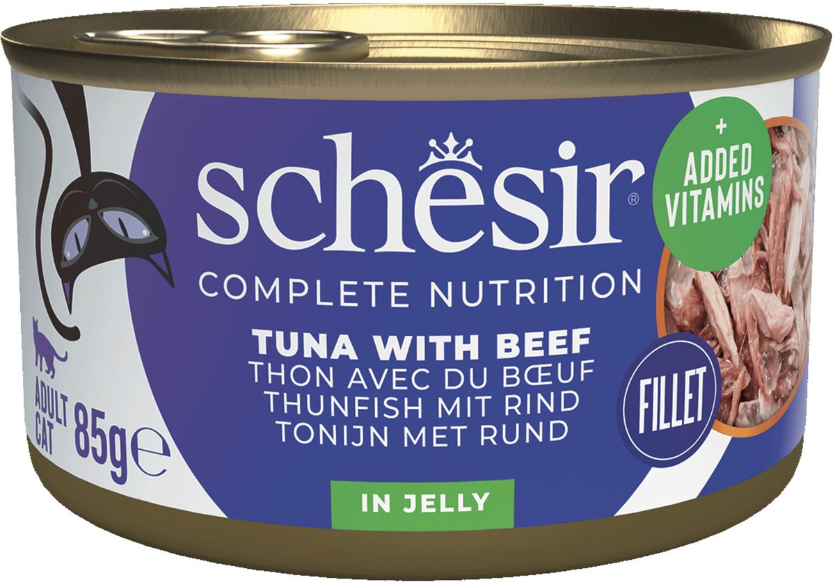Schesir tonijn met rund natvoer kat 2 trays (28 x 85 g)