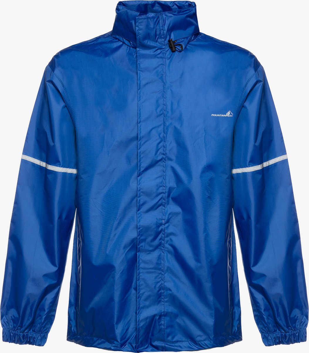 Mountain Peak dames/heren regenjas - Blauw - Met capuchon - Ritssluiting - Maat S