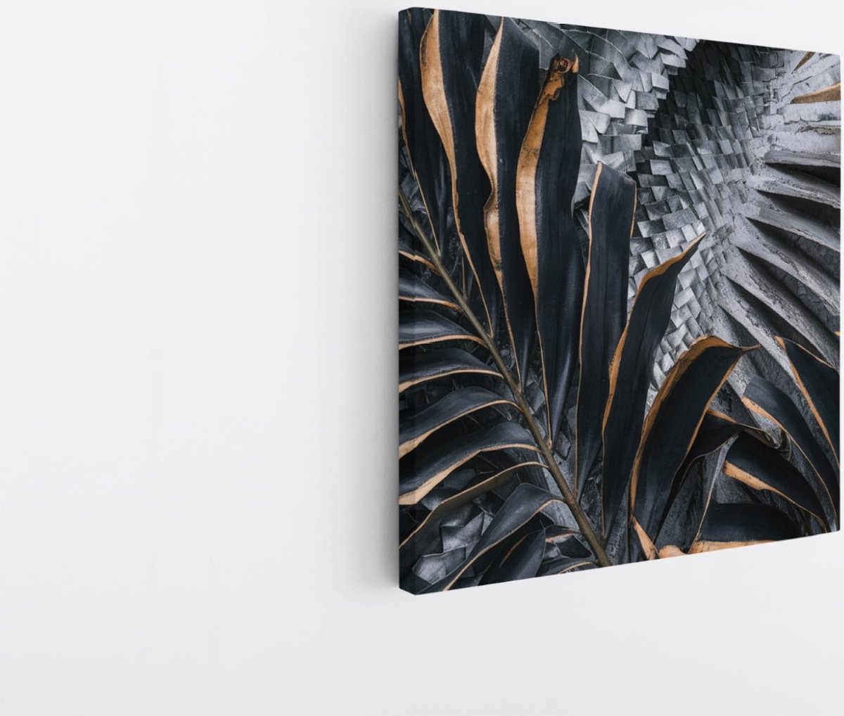 Saammp Canvas Schilderij - Bladeren van goud - Natuur - Bloemen - 20x20 - Foto op canvas - Wanddecoratie - Muurdecoratie Woonkamer - Kantoor Decoratie Multicolor