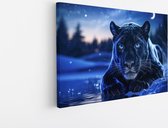 Tableau sur toile Saammp - Panthère noire dans le ciel étoilé - Abstrait - Nature - Animaux - 90x60 - Photo sur toile - Décoration murale - Décoration murale murale Salon - Décoration chambre - Impression sur toile