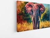 Saammp Canvas Schilderij - Kleurrijke olifant - abstract - Dieren - 90x60 - Foto op canvas - Wanddecoratie - muurdecoratie Woonkamer - Slaapkamer decoratie - Canvas Print