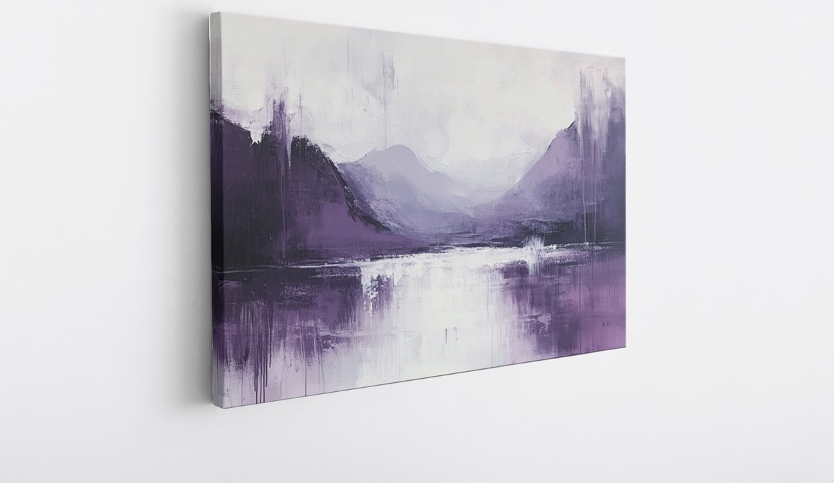 Saammp Canvas Schilderij - Paars - minimalistische kunst - Abstract - 40x30 - Foto op canvas - Wanddecoratie - Muurdecoratie Woonkamer - Kantoor Decoratie Multicolor