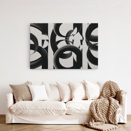 Saammp Canvas Schilderij - Abstract - Zwart-wit - 100x75 - Foto op canvas - Wanddecoratie - muurdecoratie Woonkamer - Slaapkamer decoratie - Canvas Print