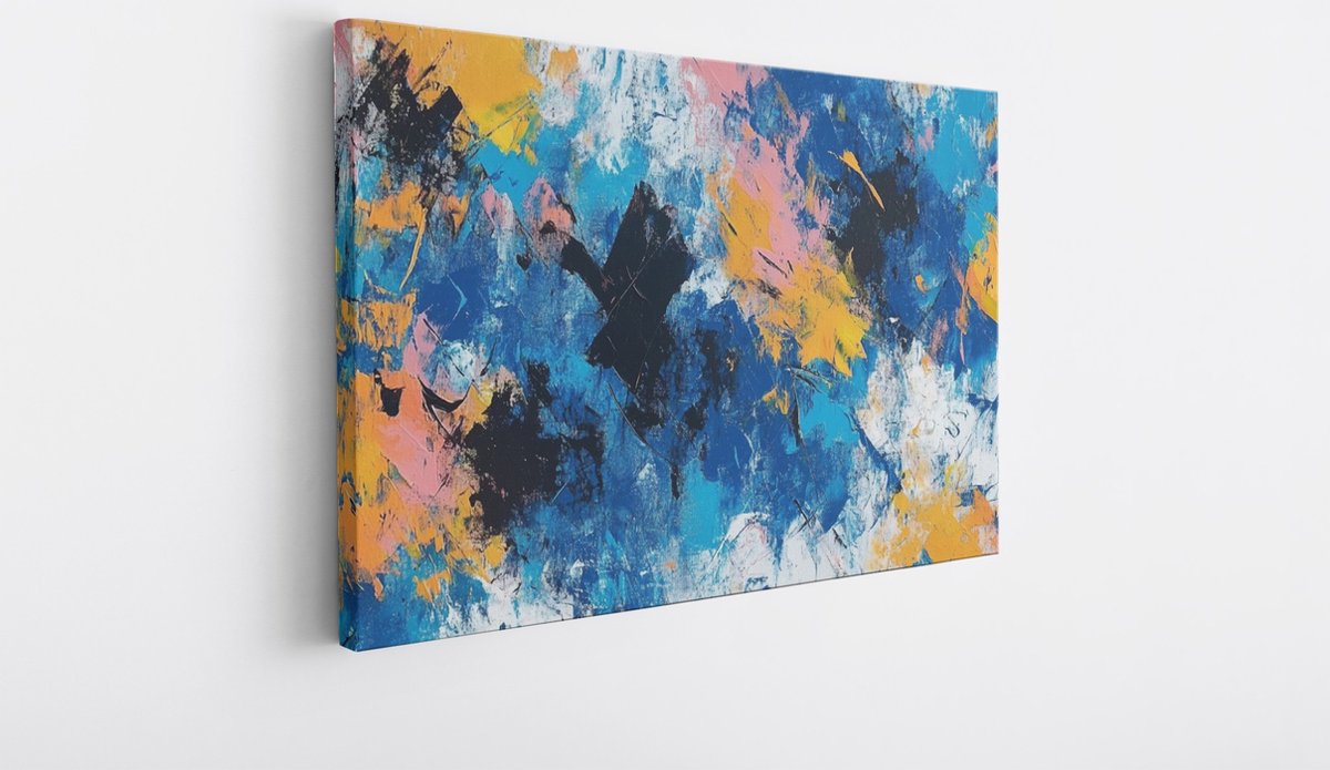 Saammp Canvas Schilderij - Kleurrijke verfspetters - Abstract - 40x30 - Foto op canvas - Wanddecoratie - Muurdecoratie Woonkamer - Slaapkamer decoratie - Canvas Print Multicolor