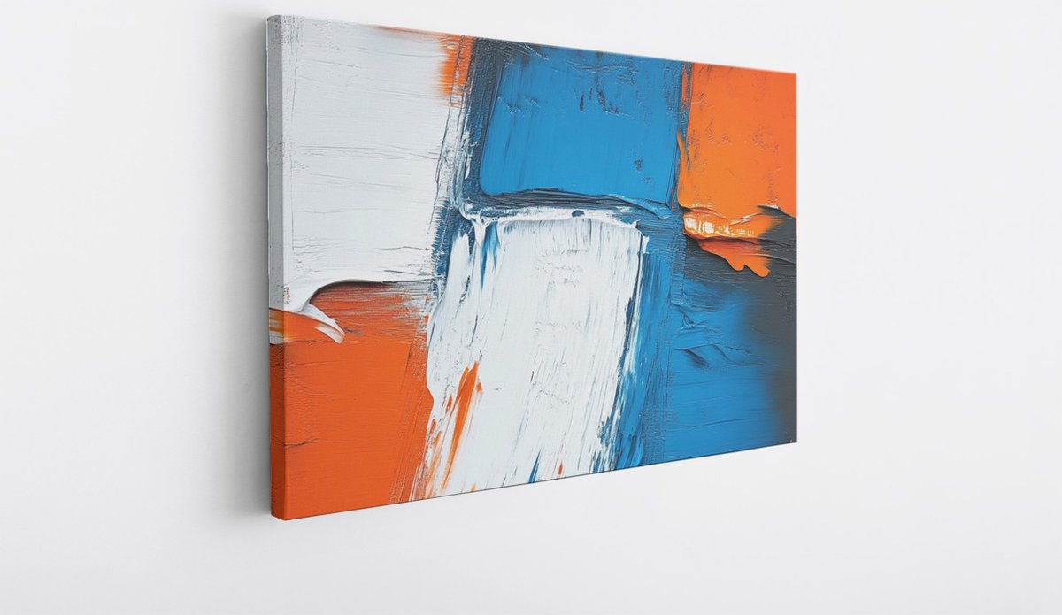 Saammp Canvas Schilderij - Kleurrijk Geblokt - Abstract - 40x30 - Foto op canvas - Wanddecoratie - Muurdecoratie Woonkamer - Kantoor Decoratie Multicolor