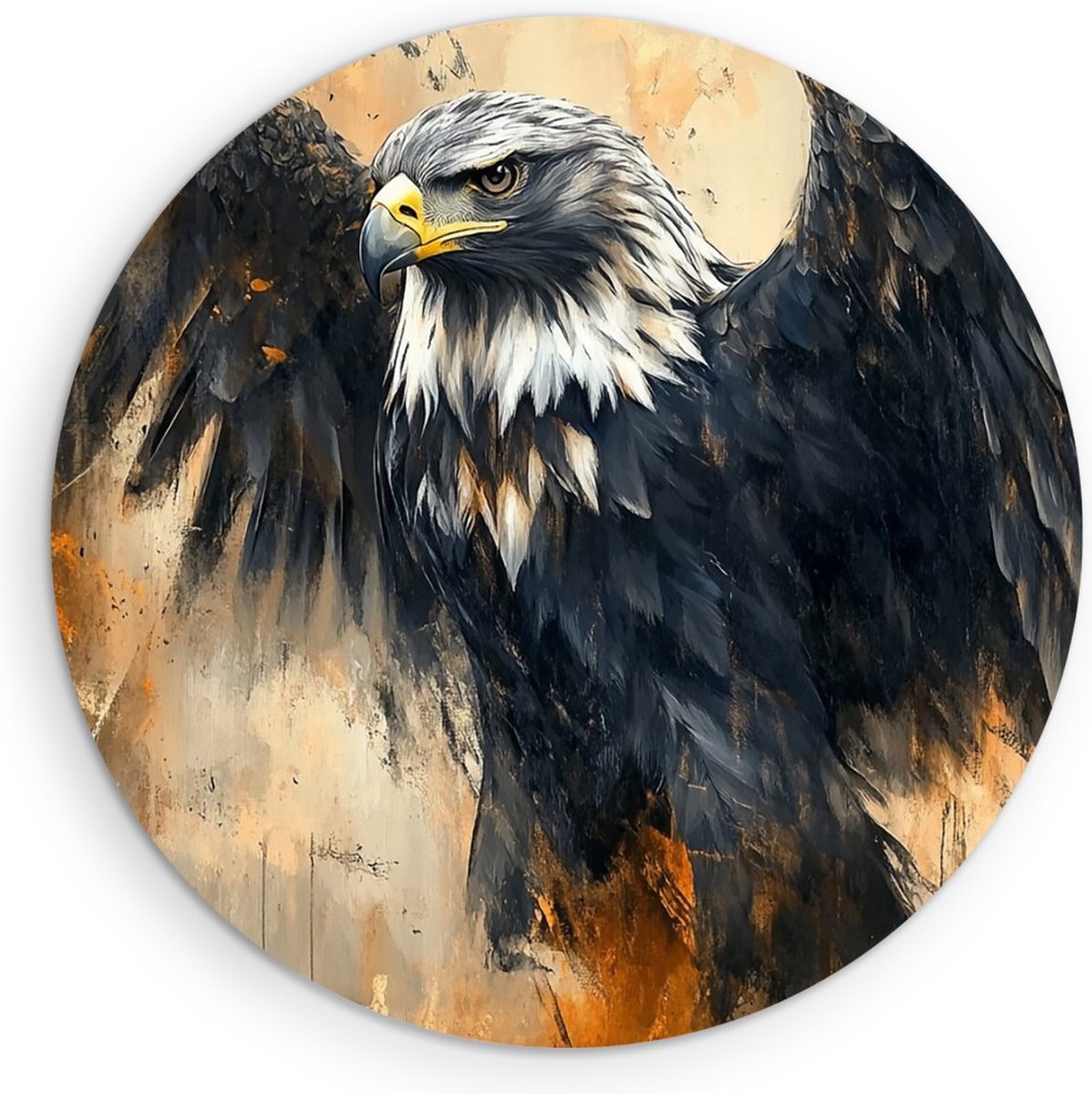 Saammp Muurcirkel Hout - Zeearend - Abstract - Dieren - Natuur - Ø 30 - Wandcirkel - Wanddecoratie Cirkel - muurdecoratie Woonkamer - Slaapkamer decoratie - Rond Schilderij