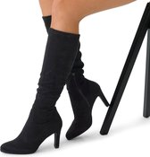 Manfield - Femme - Bottines stretch noires à talon - Taille 40