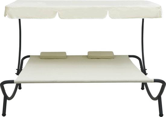 Vidaxl 2-delige Loungeset met kussens bamboe crèmewit - Vergelijk prijzen