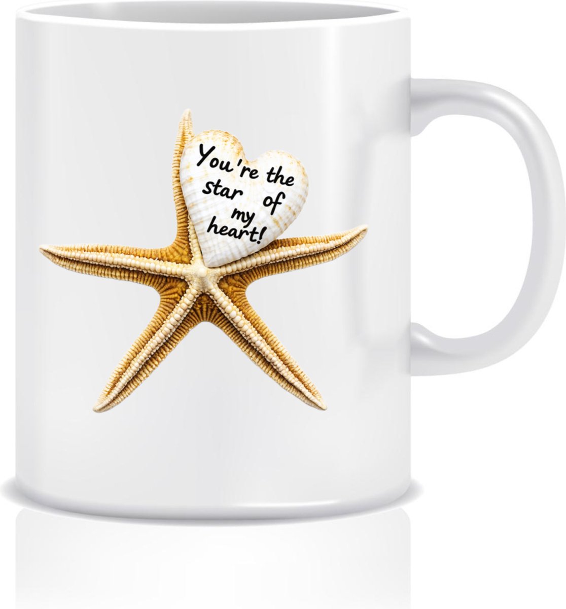 Valentine Mok met Schelpafbeelding - Romantische Mok met Starfish Ontwerp